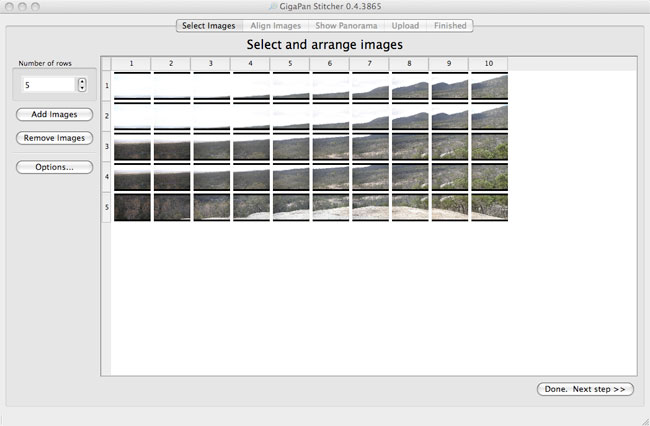 With rows adjusted and just the images I want for the stitch With rows adjusted and just the images I want for the stitch