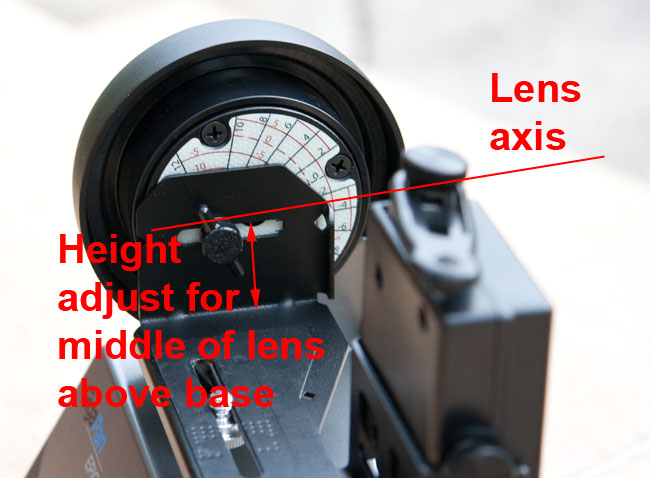 The height adjustment for the lens height The height adjustment for the lens height