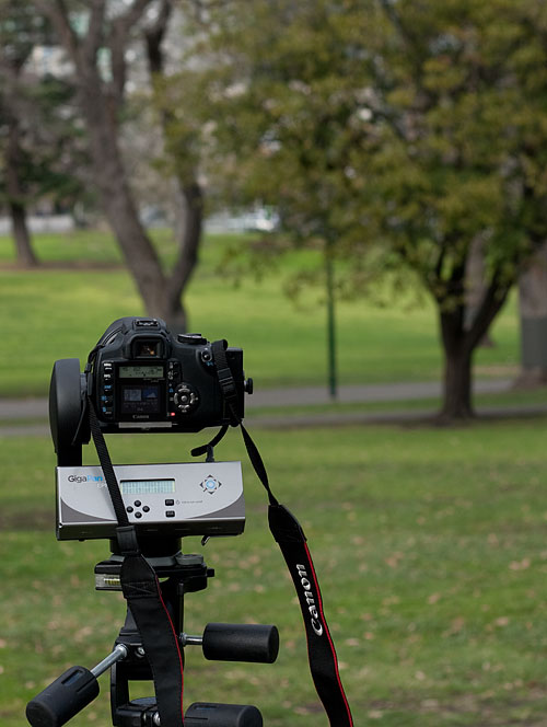 My Canon 350D mounted on a GigaPan Epic motorized panorama platform My Canon 350D mounted on a GigaPan Epic motorized panorama platform